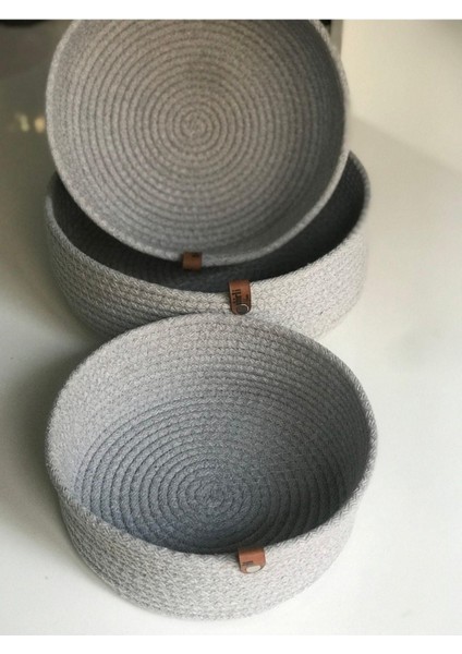 3'lü Gri El Dokuma Sepet Takımı, Çok Amaçlı Organizer