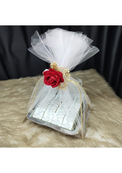 Kız Isteme Çikolatası Çiçek ve Tül Süslemeli Tepsi Seti