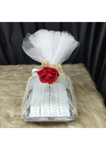 Kız Isteme Çikolatası Çiçek ve Tül Süslemeli Tepsi Seti indirimleri