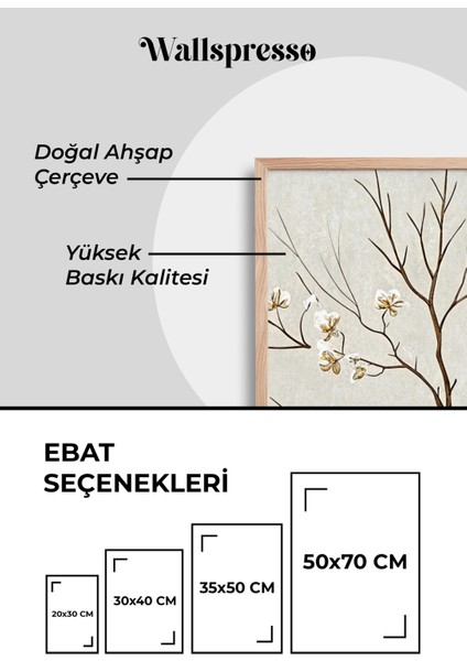 Japon Çiçekleri 3'lü Tablo Seti - Ahşap Çerçeveli Tablo - Duvar Tablo - Üçlü Tablo-Yatak Odası Tablo modelleri