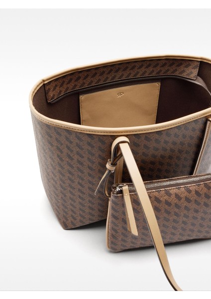 Desenli Çıkabilir Küçük Çantalı Shopper Çanta modelleri