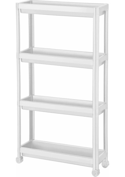Beyaz 4 Katlı Tekerlekli Raf Ünitesi, Pratik ve Şık Depolama Çözümü fiyatları