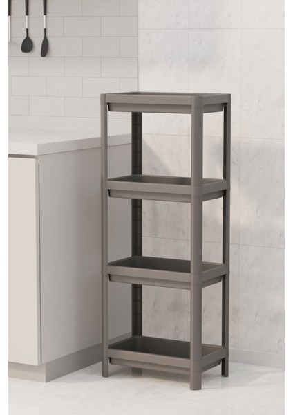 4 Katlı Gri Banyo Raf Ünitesi, Modern ve Geniş Depolama Çözümü modelleri