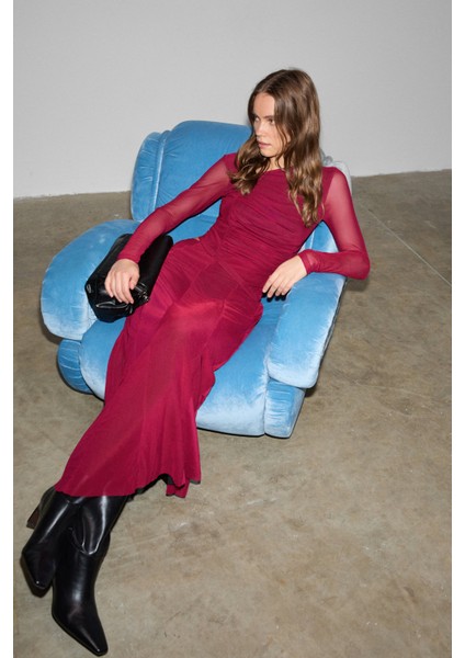 Beejın Kadın Esnek ve Yumuşak Kumaşlı Baskılı Astarlı Bordo Etek indirimleri