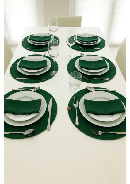 6'lı Jut Supla Amerikan Servis Takımı – %100 Pamuk, El Yapımı, Kaymaz Yuvarlak Tabak Altlığı fırsatları