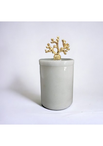 Beyaz Mermer Tasarımlı Kapaklı Kutu, Gold Aksesuar Detaylı fiyatları