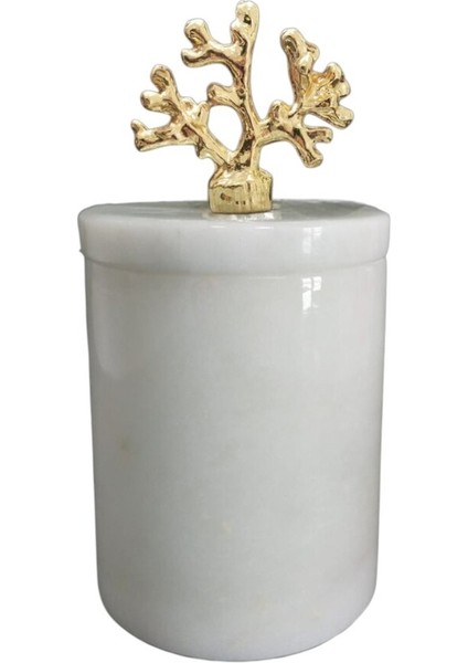 Beyaz Mermer Tasarımlı Kapaklı Kutu, Gold Aksesuar Detaylı modelleri