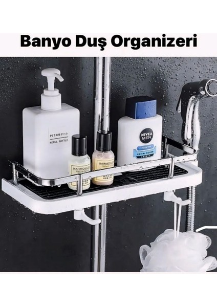 Kromajlı Sürgülü Duş Seti, Sabunluk, Şampuanlık, Liflik, Lüx Banyo Organizer Siyah modelleri