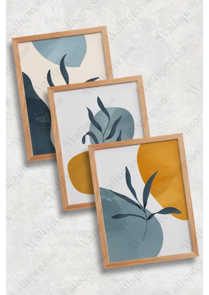 Boho Ahşap Çerçeveli Tablo - 3'lü Tablo Seti - Duvar Tablosu - Üçlü Tablo fiyatları