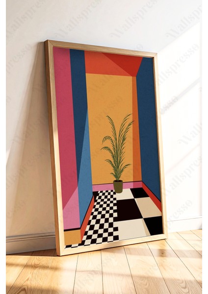 Soyut Ahşap Çerçeveli Tablo - Duvar Dekorasyon - Tablo - Duvar Tablosu - Mutfak Tablo - Salon Tablo