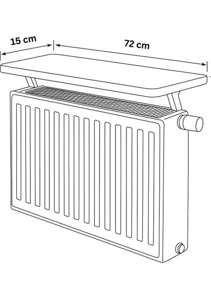 72X15 cm Mdf Montajsız Petek Üstü Dekoratif Raf Kalorifer Peteği Üstü Uçan Raf modelleri