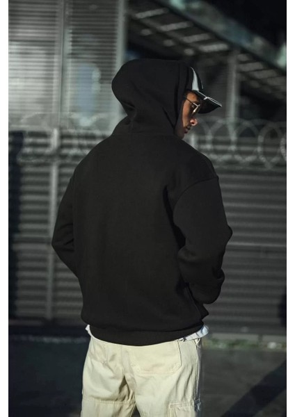 Üç Iplik Penye Kapşonlu Basic Sweatshirt - Siyah fiyatları