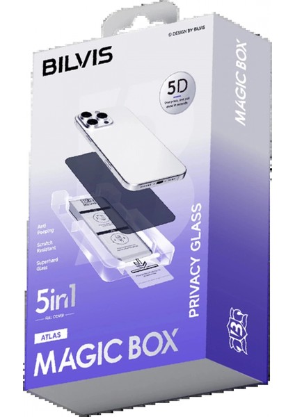 Apple iPhone 12 Bilvis 5in1 5d Magic Hayalet Cam Ekran Koruyucu - Siyah