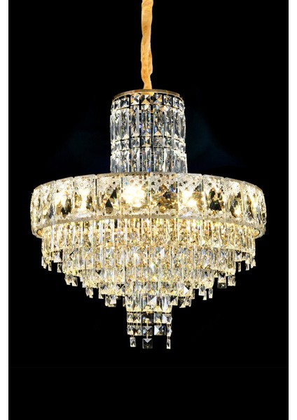 Niran Gold 60 cm Kristal Taşlı Modern Avize – Salon ve Yemek Odası fiyatları