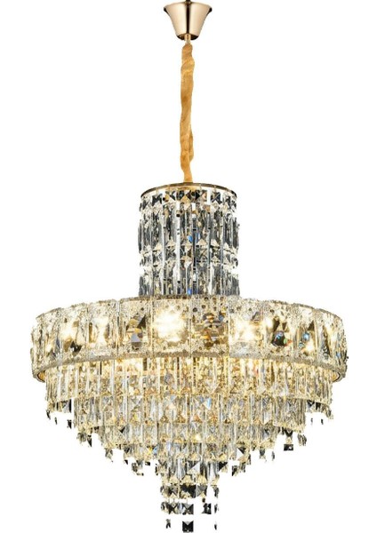 Niran Gold 60 cm Kristal Taşlı Modern Avize – Salon ve Yemek Odası modelleri