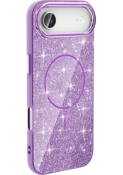 Apple iPhone 17 Air Kılıf M-Safe Şarj Özellikli Parlayan Simli Okso Kapak fiyatları