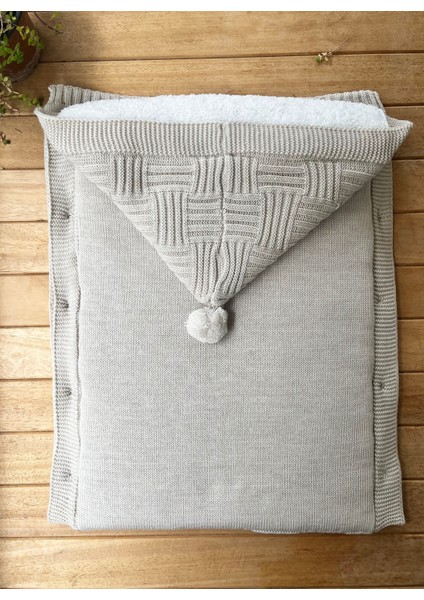 Dışı Triko Içi Wellsoft Yumuşacık Sepet Örgü Desenli Kundak-Bej fiyatları