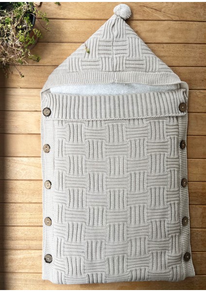 Dışı Triko Içi Wellsoft Yumuşacık Sepet Örgü Desenli Kundak-Bej fırsatları