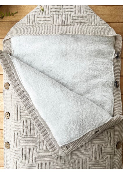 Dışı Triko Içi Wellsoft Yumuşacık Sepet Örgü Desenli Kundak-Bej indirimleri