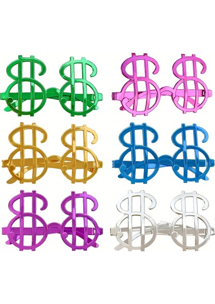 Buğz Dolar Şekilli Metalize Parti Gözlüğü 6 Adet