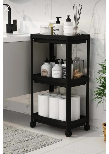 3 Katlı Banyo Raf Ünitesi (Peggy) Beyaz Banyo Düzenleyici Şampuanlık Havluluk Dolap(Beyaz)