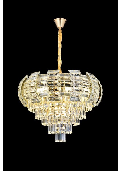 Billur Gold 60 cm Kristal Taşlı Modern Avize – Salon ve Oturma Odası modelleri