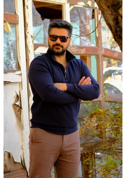 Erkek Yarım Fermuarlı Sweatshirt Lacivert modelleri