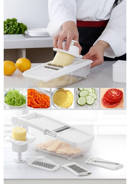 Pratik Şarjörlü 5 Aparatlı Rende | Çok Fonksiyonlu Rende |pratik Doğrayıcı | Bpa Içermez