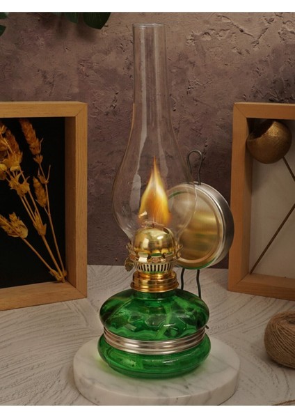 Gaz Lambası Nostaljik Yeşil Vintage Gaz Lambası Büyük Boy