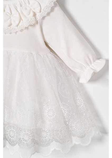 Kız Bebek Mevlütlük Elbise Bandanalı Dantelli ELB1072 modelleri