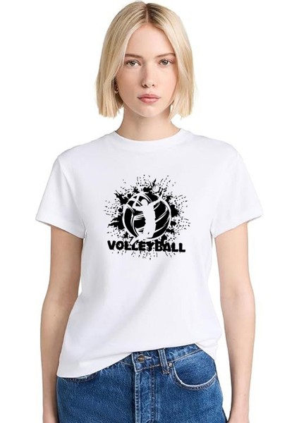 2li Kaliteli Pamuk Penye Unisex Kadın Erkek Volleyball Baskılı Tshirt Siyah Beyaz Voleybol Tişört fiyatları