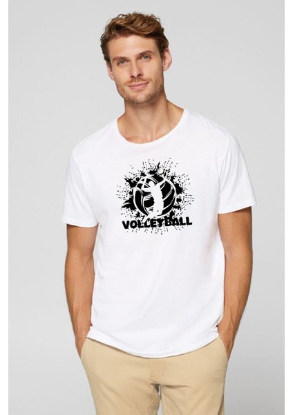 2li Kaliteli Pamuk Penye Unisex Kadın Erkek Volleyball Baskılı Tshirt Siyah Beyaz Voleybol Tişört modelleri