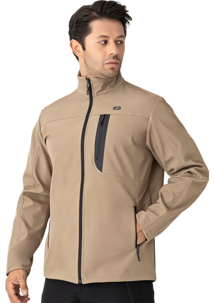 Bej Erkek Su Geçirmez Softshell Outdoor Mont / Ceket - 5039-02