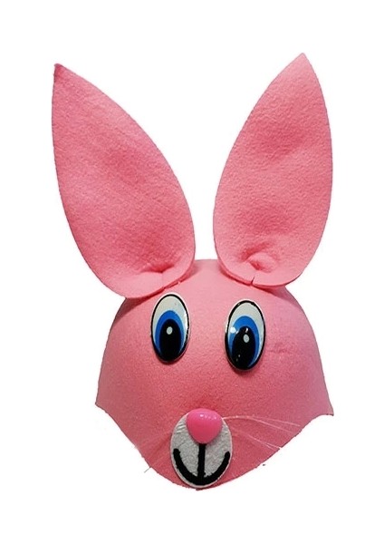 Buğz Pembe Renk Kulaklı Tavşan Şapkası Hayvan Şapkası