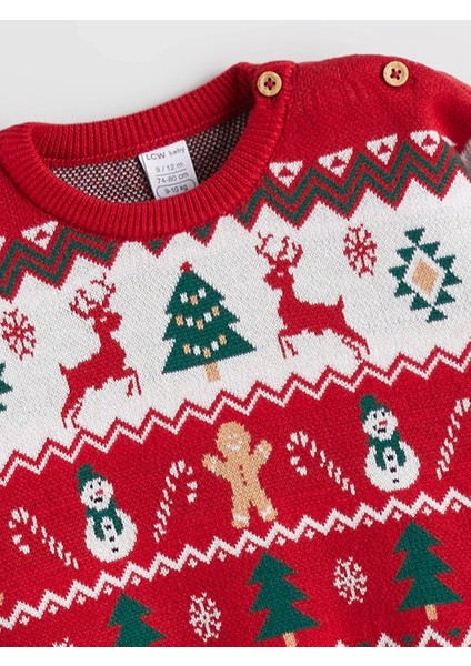 Baby Kırmızı Bisiklet Yaka Uzun Kollu Yılbaşı Temalı %100 Pamuk 2'li Erkek Bebek Takım fırsatları