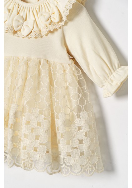 Kız Bebek Mevlütlük Elbise Bandanalı Dantelli ELB1072 modelleri