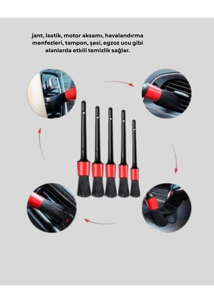 Buğz 5 Parça Detay Temizlik Fırçası Seti Jant Motor Havalandırma Iç Dış Temizlik indirimleri