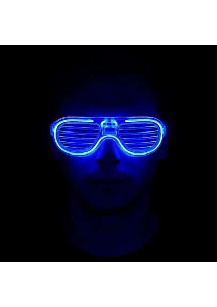Buğz Mavi LED Işıklı Parti Gözlüğü - Neon Glow Şerit Gözlük 3 Modlu fiyatları