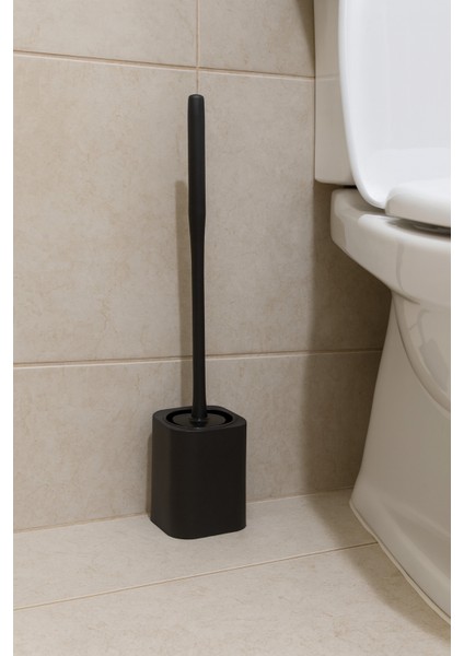 Silikon Wc Tuvalet Banyo Fırçası Klozet Fırçası Siyah Kare