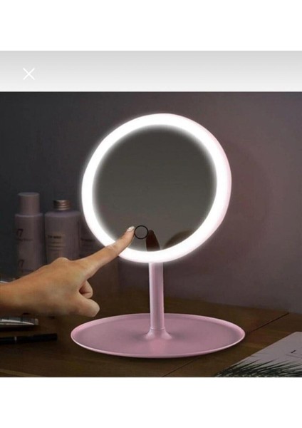 LED Işıklı USB Şarjlı Dikdörtgen Masa Üstü Makyaj Aynası Makyaj Aynası Dokunmatik