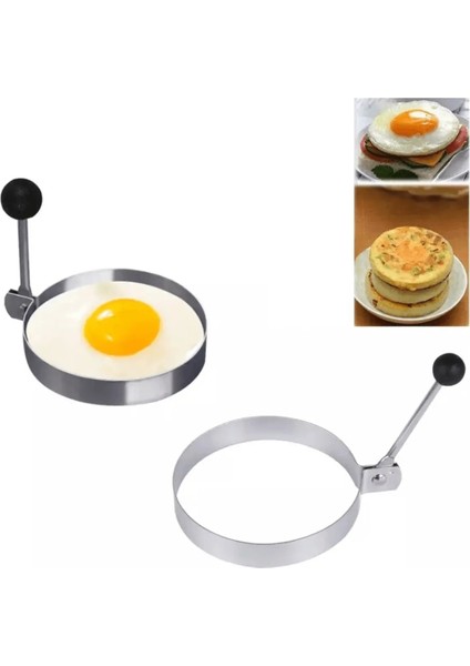 Buğz Metalik Daire Şeklinde Metal Omlet Yumurta ve Krep Kalıpları