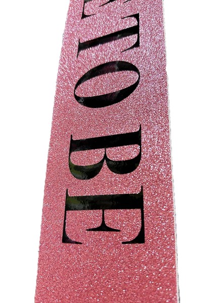 Buğz Pembe Üzeri Siyah Büyük Bride To Be Yazılı Simli Işıltılı Kuşak Kemer 10 cm Genişlik modelleri
