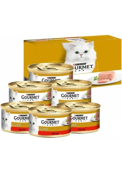 Gold Kıyılmış Sığır Etli Yetişkin Kedi Konservesi (6 Al 5 Öde) 85 gr