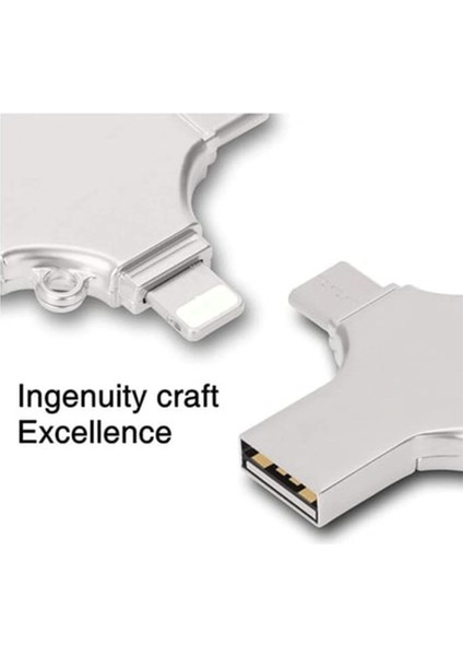 Buğz Otg 4in1 Cep Telefonu Çok Fonksiyonlu USB Flash Bellek 64 GB Type-C, Micro Sd ve Kart Okuyucu