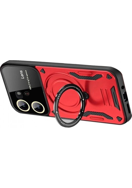 Vivo Y16 Kılıf Joy Lens Standlı Kapak - Kırmızı fiyatları