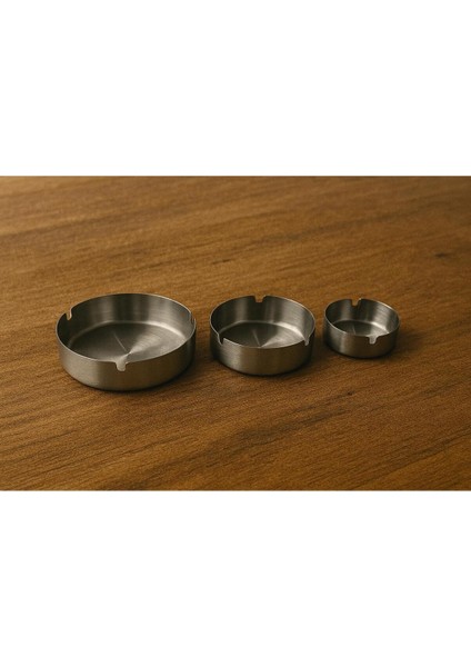 Paslanmaz Yuvarlak Küllük 3 Lü Set