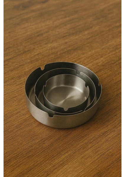 Paslanmaz Yuvarlak Küllük 3 Lü Set fiyatları