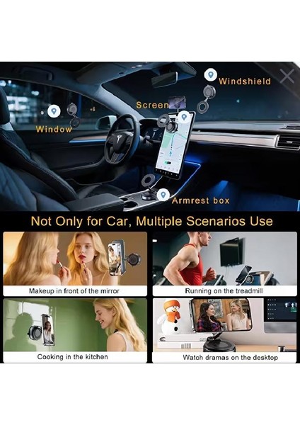 Kablosuz Araç Içi Cep Telefonu Plastik Kaplama Tutucu Araç Içi Montaj (Sadece Düz Zeminler Için) Vakumlu Hands Free 360 Derece Ayarlanabilir Manyetik Telefon Tutucu X68 fırsatları