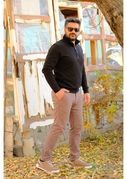 Erkek Yarım Fermuarlı Sweatshirt Siyah fiyatları