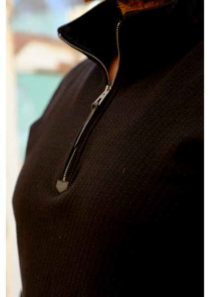 Erkek Yarım Fermuarlı Sweatshirt Siyah indirimleri